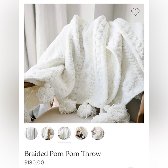 Sunday Citizen Braided Pom Pom Throw in Off-White - Picture 3 of 5